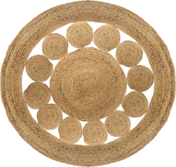 Rund spetsmatta i jute 120 cm