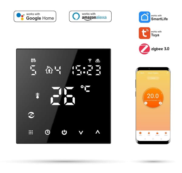 Zigbee-huonetermostaatti TUYA 3A musta PRO2
