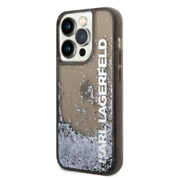 Karl Lagerfeld Liquid Glitter Elong-cover til iPhone 14 Pro, sort