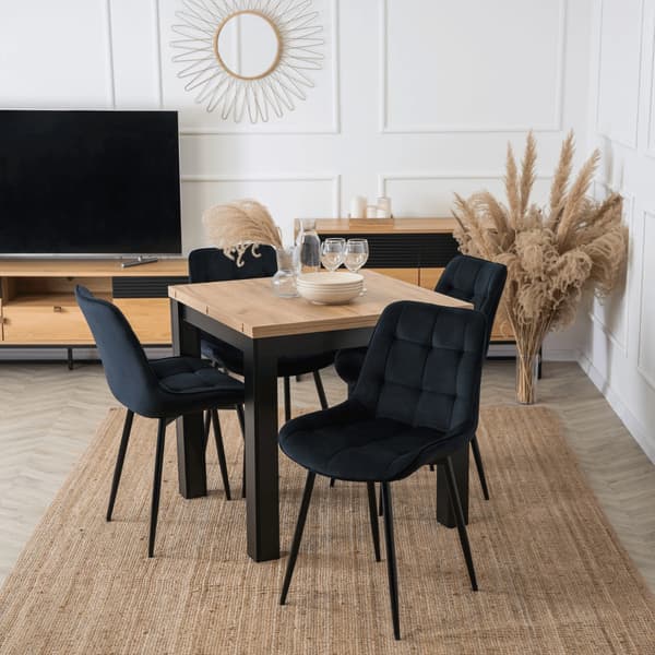 CHRIS Polstret Spisestol Sort Velour Moderne Loft