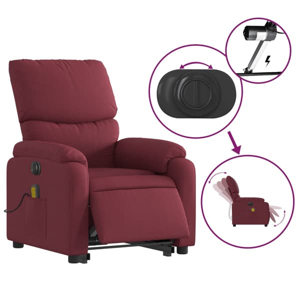vidaXL Elektrisk lyftbar massagefåtölj röd