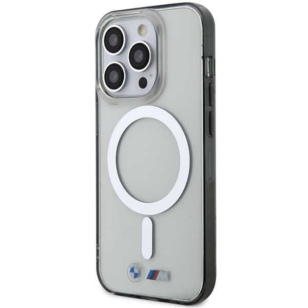 BMW Silver Ring MagSafe -kotelo iPhone 14 Prolle, läpinäkyvä