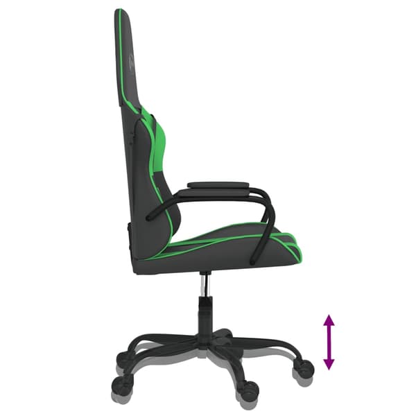 vidaXL massage-gamingstol, sort og grøn, kunstlæder