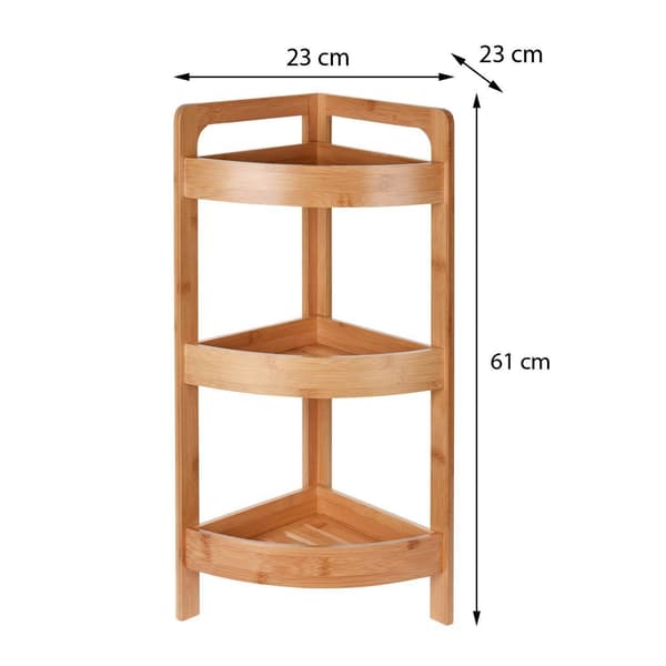 Badrumshylla i bambu hörn 61 cm