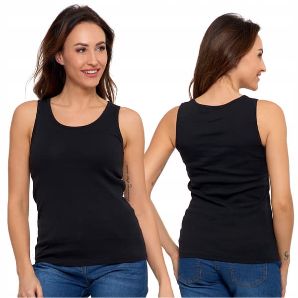 Dame bomulds tanktop med stropper Classic MORAJ L sort