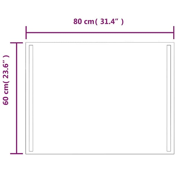vidaXL Badrumsspegel med LED, 80x60 cm
