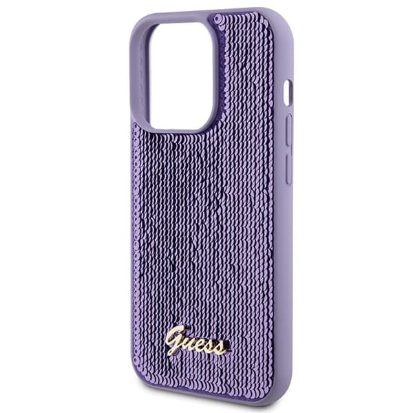 Guess Sequin Script Metal-skal till iPhone 15 Pro Max, Lila