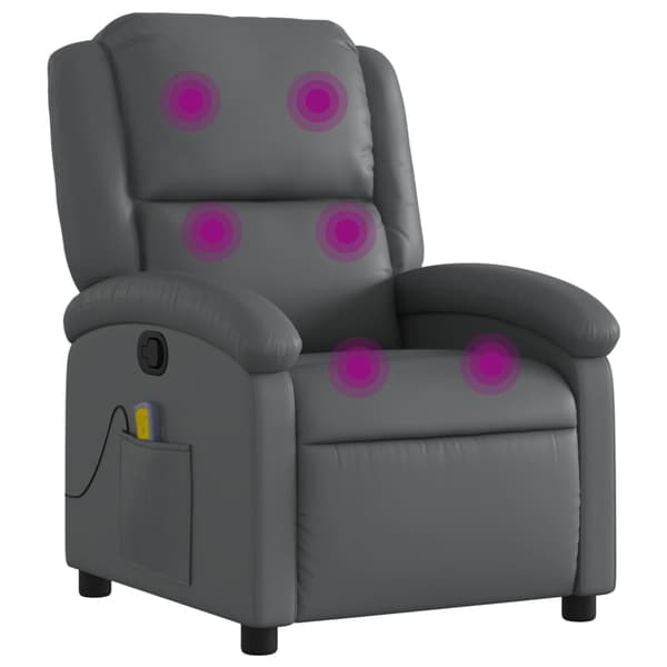 vidaXL Massagefåtölj med vilstol, grå, klädd i konstläder
