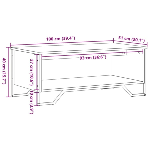 vidaXL sofabord brunt egetræ 100x51x40 cm