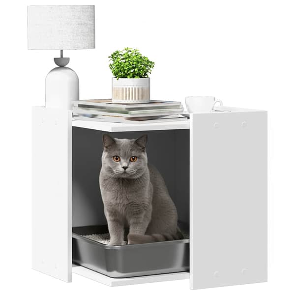 vidaXL Kattlåda vit 53x53x51 cm träbaserat material