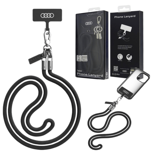 Audi universal crossbody telefonrem 120 cm 6 mm, sort