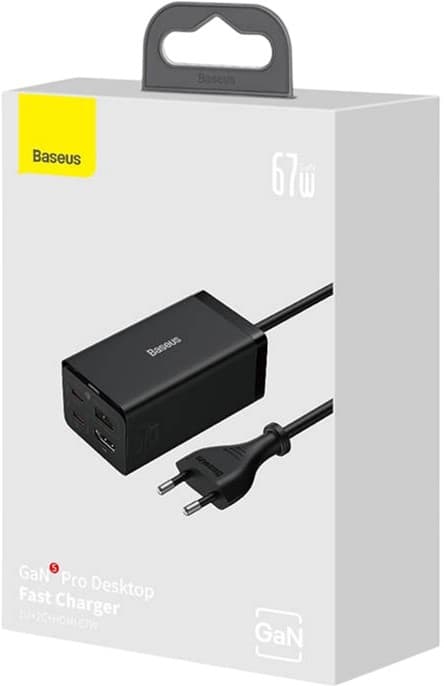 Baseus GaN5 Pro Vægoplader 2 x USB-C + USB + HDMI 67W Sort (CCGP110201)