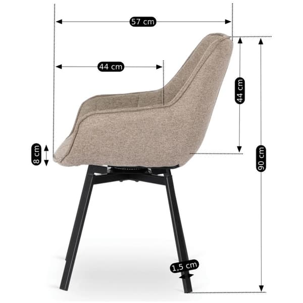 Polstret drejestol til stuen LUNA 2 Beige Moderne Loft