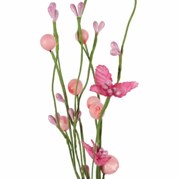 Kvist med bollar 30 cm rosa