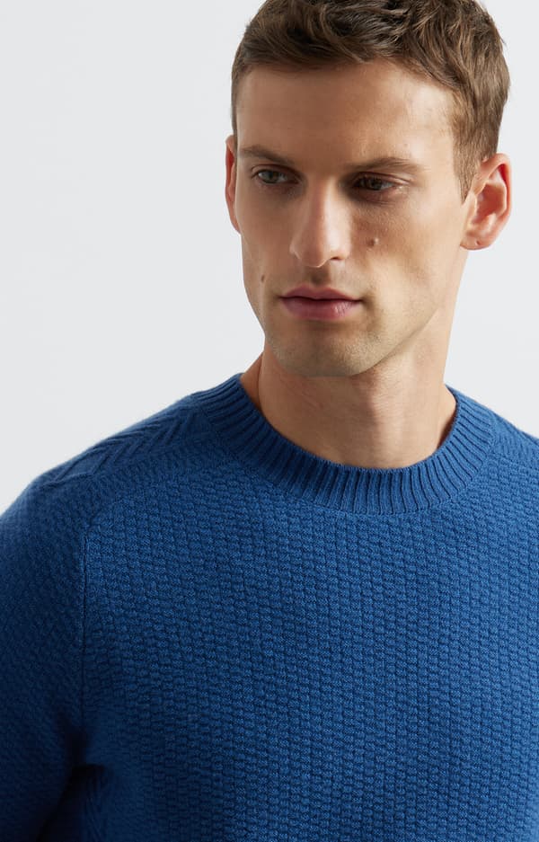 Mikromønstret sweater med rund hals S