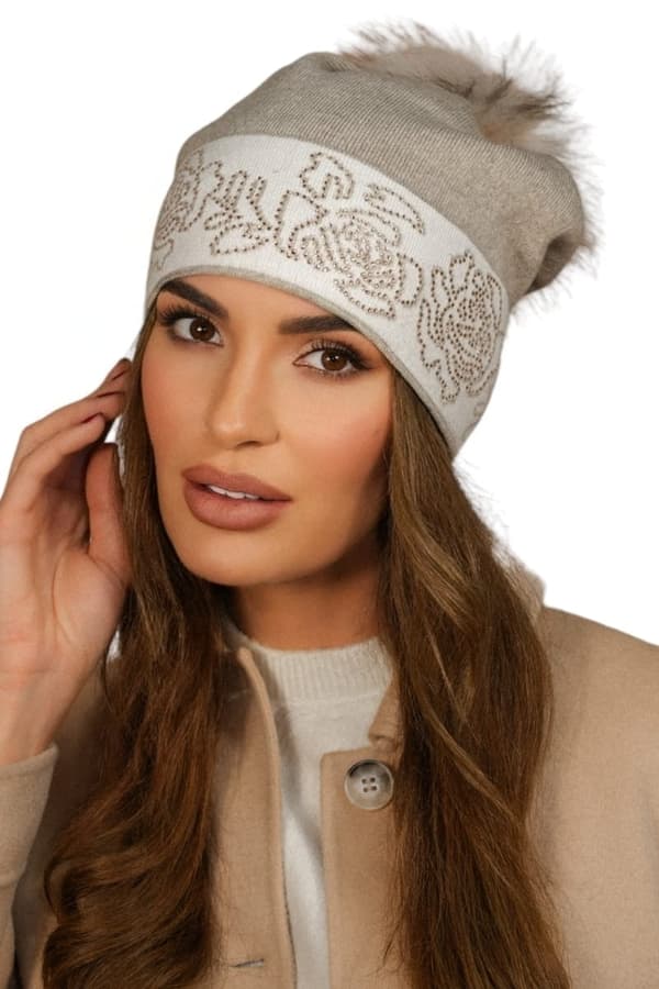 LILIANA beige damehue med ECO pompon