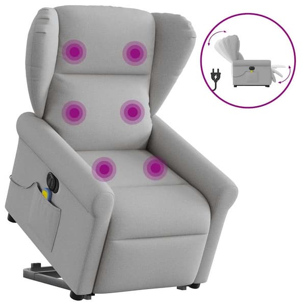 vidaXL Elektrisk lyftande massagefåtölj, vilstol, grå