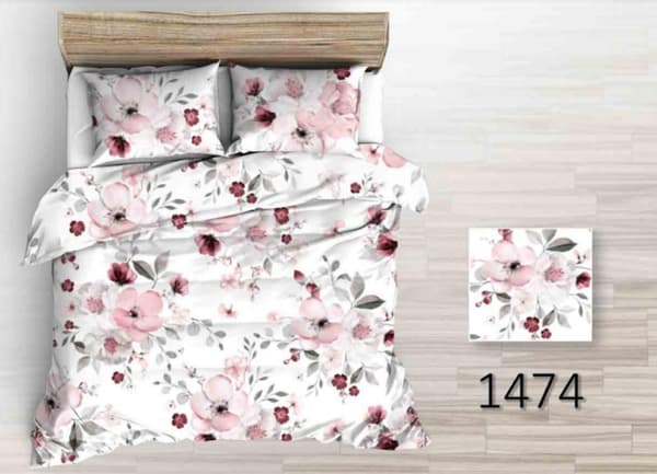 SENGESÆT 200x220 cm TYKT BOMULD MED BLOMSTER