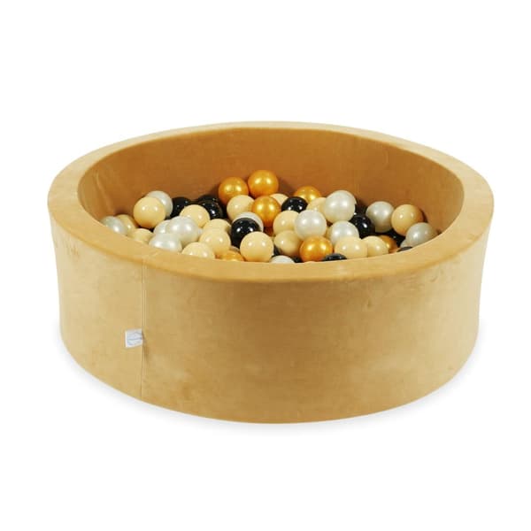 Tør pool 90x30 Velvet Soft Caramel med 200 bolde: beige, lys guld, guld, sort