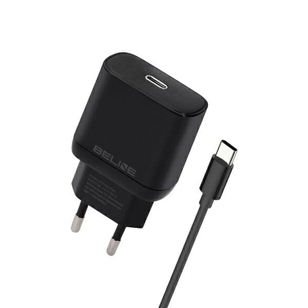 Beline 1x USB-C 25W Vægoplader + USB-C PD 3.0 Kabel BLNCB25C GaN Sort
