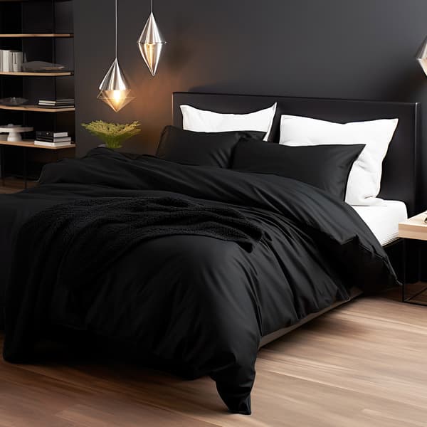 Pudebetræk 70x80, 100% BOMULD satin, sort, ensfarvet
