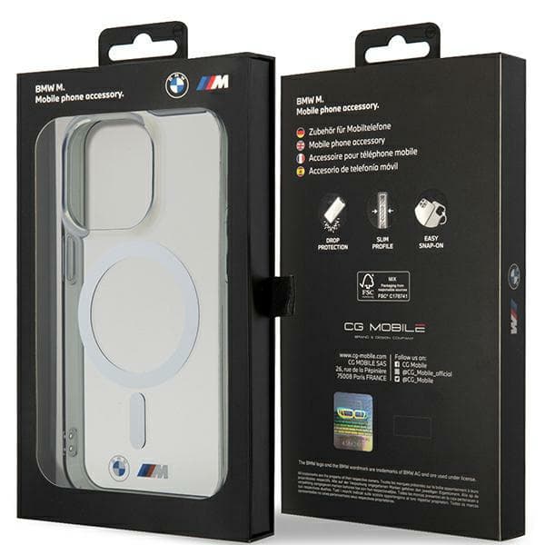 BMW Silver Ring MagSafe -kotelo iPhone 14 Pro Maxille, läpinäkyvä