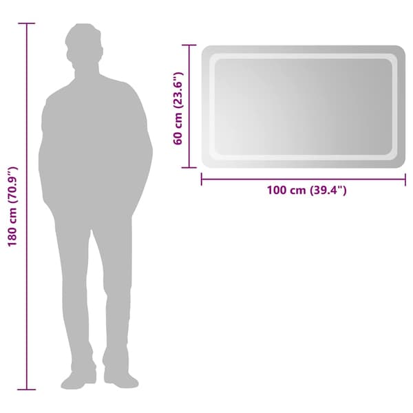 vidaXL Badrumsspegel med LED, 100x60 cm