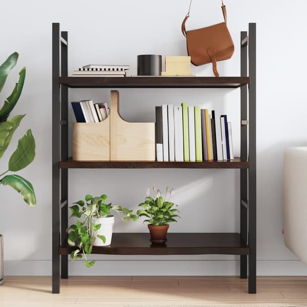 vidaXL hylde mørkebrun 100x50x(2-4) cm egetræsfinish