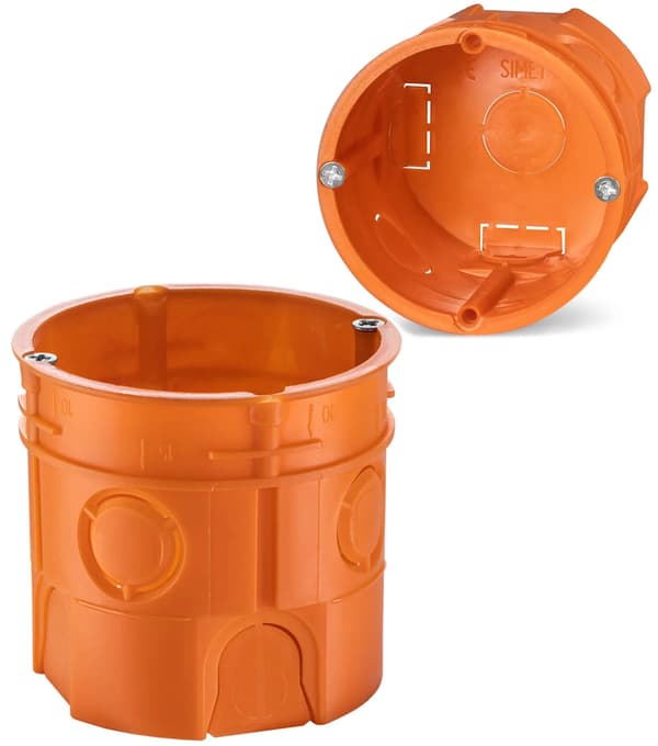 Djup hög infälld elbox 60 mm skruvar 1 st SIMET