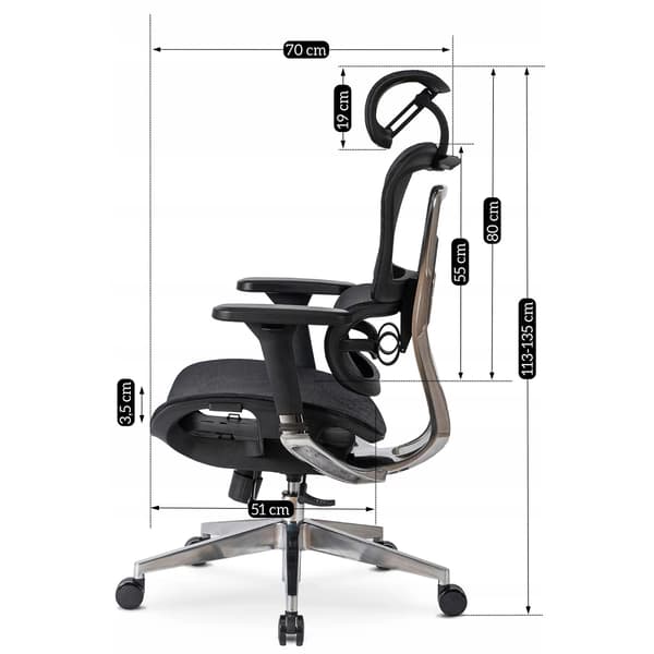 NINO Sort Moderne Ergonomisk Drejelig Kontorstol