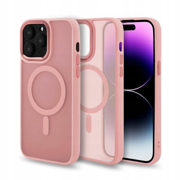 Etui til iPhone 16 FORSTÆRKET til MAGSAFE CLEAR CASE SLIM PINK + Glas