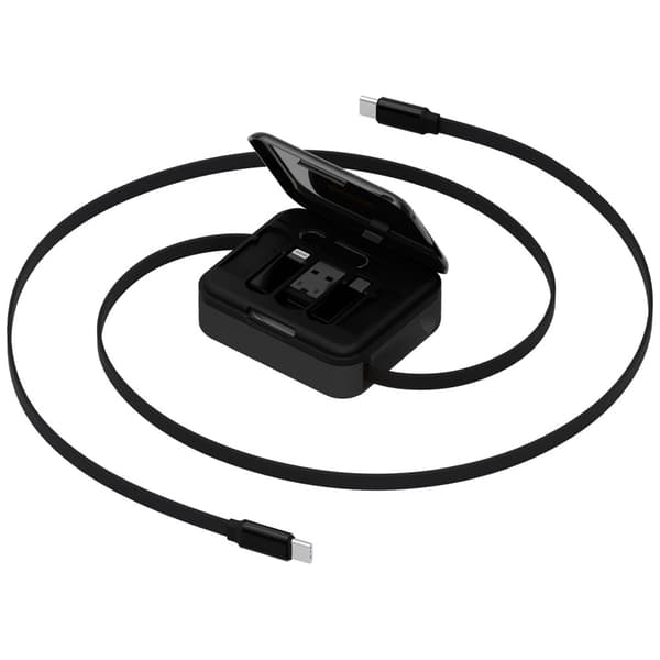 Bazic GoCharge Loop 5-i-1 Lightning, USB-A, Micro USB-kabel 1m Svart