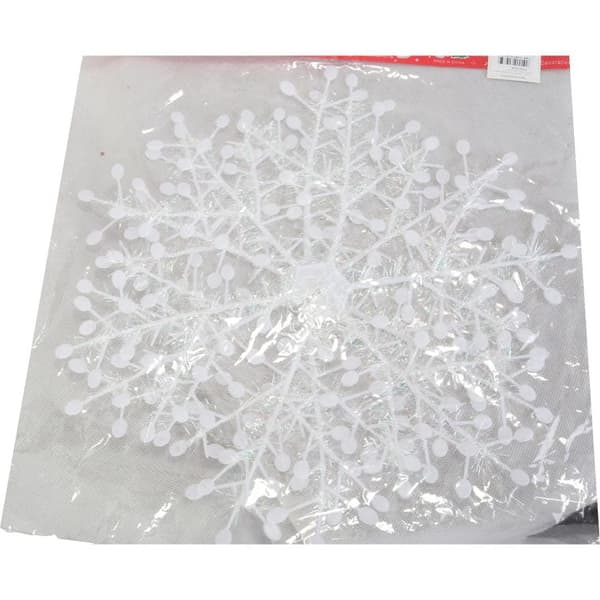 Stor foldbar julesneflinge, skimrende hvid, 38 cm