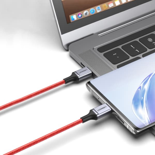 Punottu kaapeli USB-C - USB-C 2.0 3A punainen
