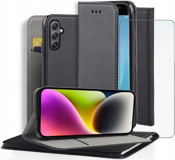 Flip-etui til SAMSUNG GALAXY A56 5G/A36 5G SMART MAGNET sort + GLAS