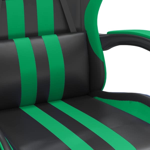 vidaXL gamingstol, sort og grøn, kunstlæder