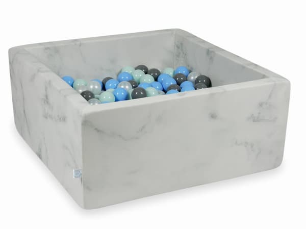 Tør pool 90x90x40 marmor med 400 bolde: lys mint, lyseblå, grå, perlemor