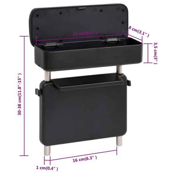 vidaXL universel bilarmlæn, sort, 23x8x(30-38) cm