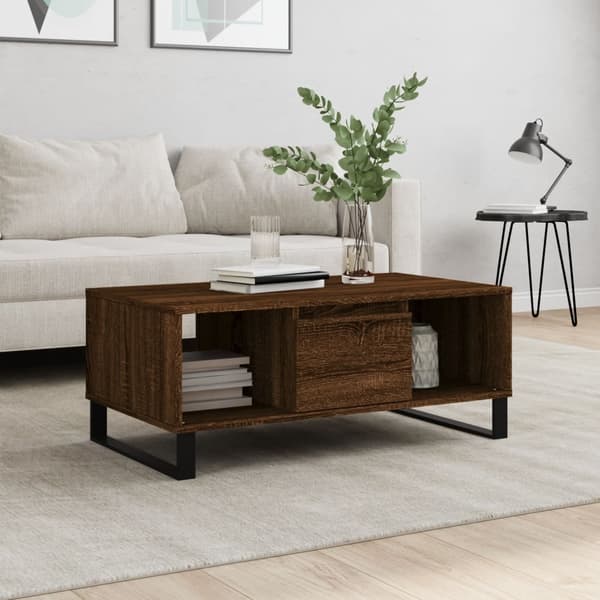vidaXL sofabord brunt egetræ 90x50x36,5 cm