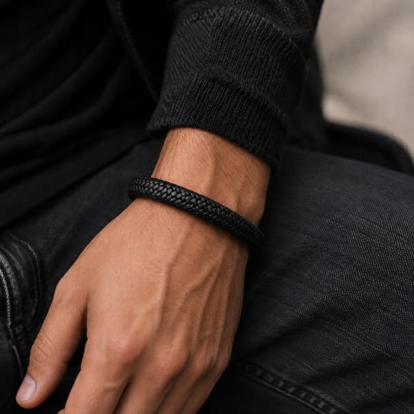 Herrflätat läderarmband TITAN Presentarmband för handled