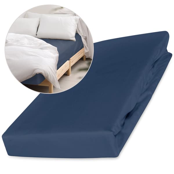 Bomuldslagner 160x200 glat satin kornblomstblå