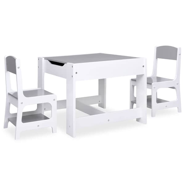 vidaXL børnebord med 2 stole, hvid, MDF