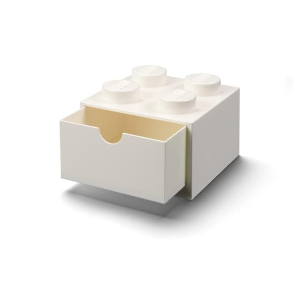 LEGO(R) kasse med skuffe til fire hvide klodser