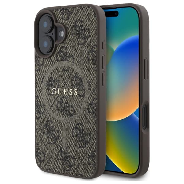 Guess 4G Ring Classic Logo MagSafe-etui til iPhone 16, brun