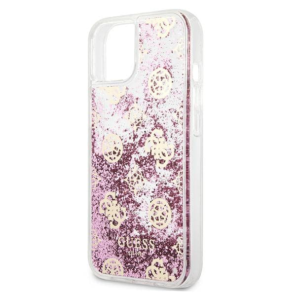 Guess Peony Liquid Glitter-cover til iPhone 13 mini, lyserød