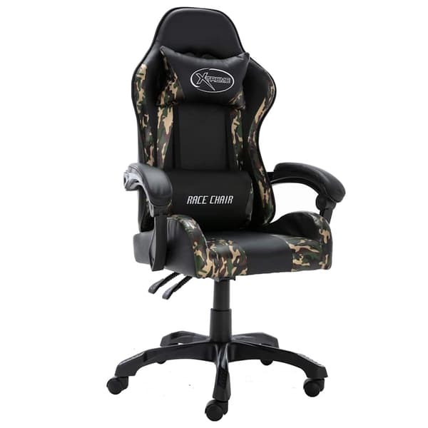 vidaXL gamingstol, sort og camouflage, kunstlæder