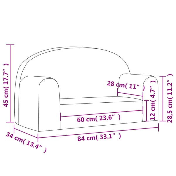 vidaXL 2-sits barnsoffa, antracit, mjuk plysch