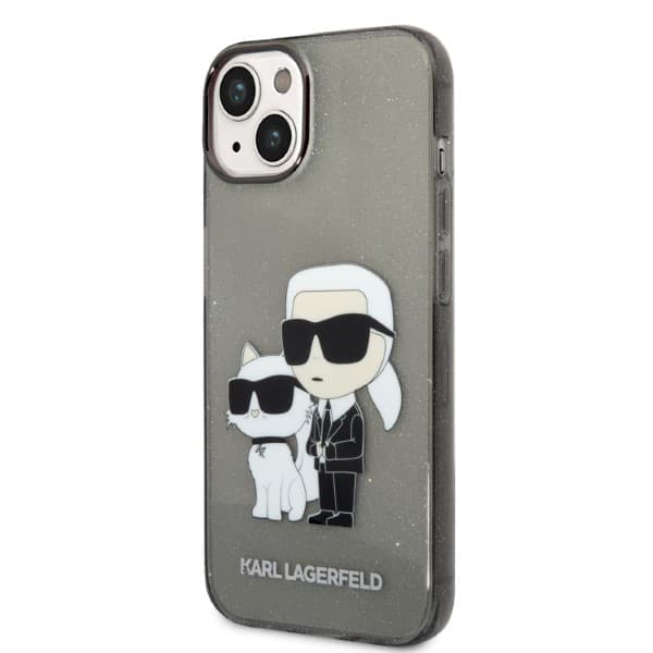 Karl Lagerfeld Liquid Glitter Karl&Choupette-etui til iPhone 14 Plus, sort