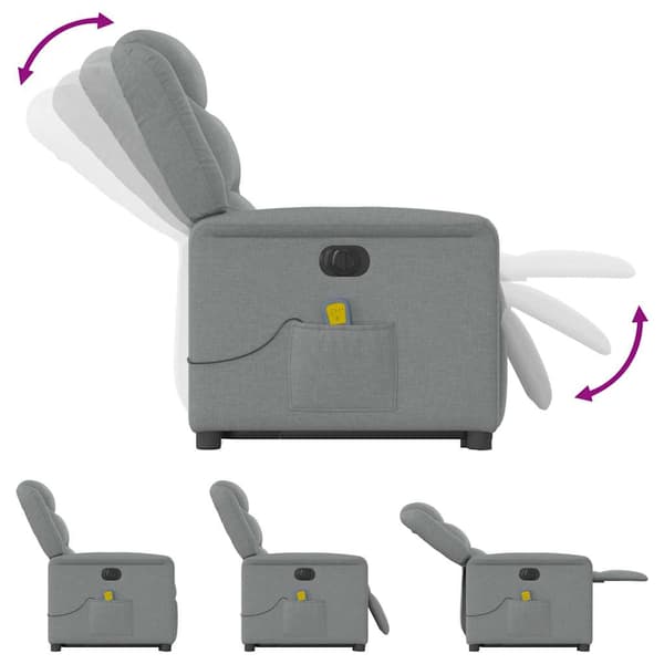 vidaXL Elektrisk lyftande massagefåtölj ljusgrå