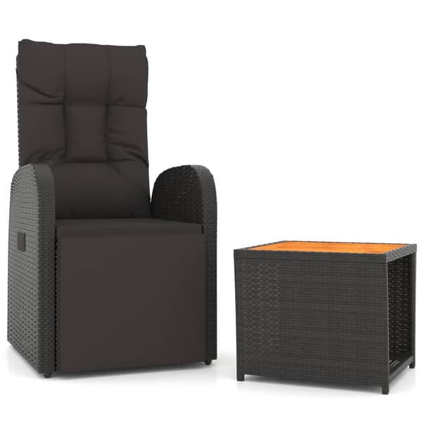 vidaXL 2-delt havemøbelsæt, sort polyrattan og akacie